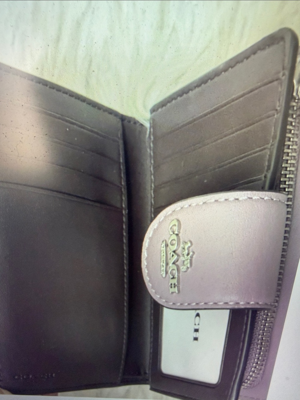 Coach Embossed Signature Leather Medium Corner Zip Wallet - Picture 6 of 9